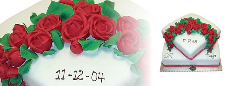 Wedding Cake 2 Tier Square Offset Falling Red Roses