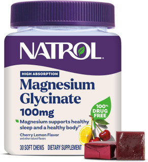 Magnesium Glycinate 100mg, Cherry Lemon - 30 Soft Chews by Natrol