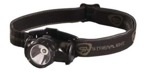 Streamlight Enduro with alkaline batteries. Visor Clip and Elastic Strap. Black
