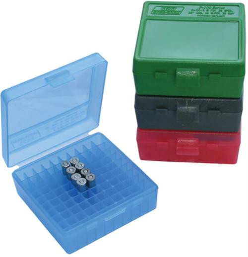 MTM P-100 Flip-Top Pistol Ammo Box 1.68" OAL Blue Poly