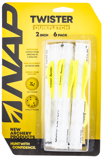 NAP Quickfletch Twister Fletching ,White/Yellow, 6pk