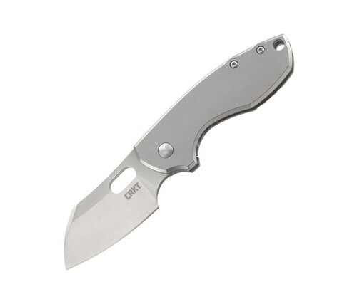 CRKT Pilar Folding Knife, 2.4" Satin 8Cr13MoV Spey Blade, Stainless Steel Handle, Frame Lock