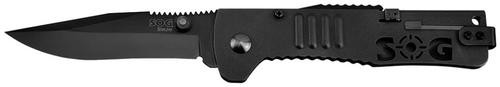 SOG Knives & Tools SlimJim, 3.18" Folding Knife, Clip Point Straight Edge, Bead Blasterd Stainless Steel Handle, AUS 8, Hardcased Black, Black