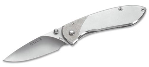 Buck Nobleman Folding Knife with Single Drop Point 2.63" Blade and Brushed Stainless Handle