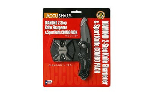 AccuSharp Sport Diamond, Diamond Two Step & Black Sport Knife Combo, Plain Edge, Aluminum, Black