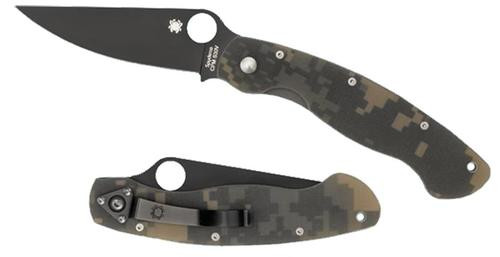 Spyderco C36 MIlitary Folder 4" Black Steel Plain Edge G10 Camo