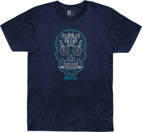 Magpul Sugar Skull Men''s T-Shirt Navy Heather Short Sleeve 3XL
