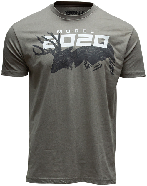 Springfield 2020 Mule Deer Mens T-Shirt Stone Gray Short Sleeve 2XL