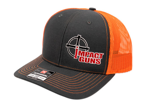 Impact Guns Logo Trucker Hat, Gray/Neon Orange, One Size