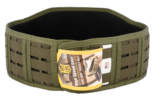 High Speed Laser Sure-Grip Slotted Belt, Nylon Laminate Olive Drab, Padded, Large