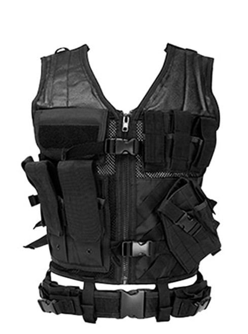 NCStar Tactical Vest Black XL-XXL Tough PVC/Mesh Webbing