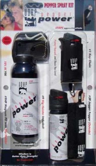 UDAP Pepper Spray Kit 3 Pack Multiple Close Contact Black