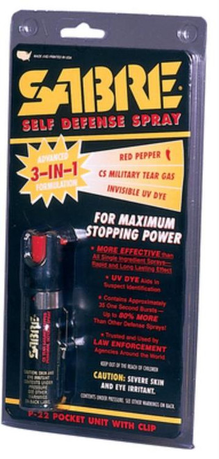 Sabre P22 Pocket Pepper Spray 4" Tall x .87" Wide, .75oz, 8-10 Feet