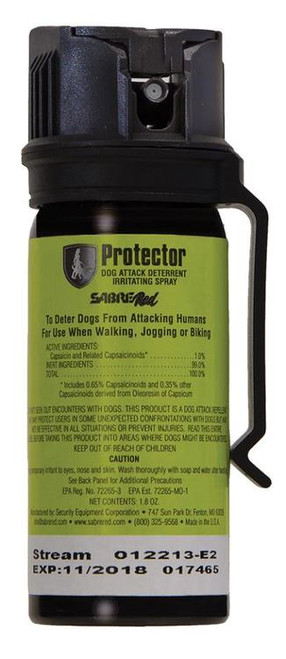 Sabre Protector Dog Pepper Spray Contains 8 Bursts 1.8oz 15ft, Belt Clip
