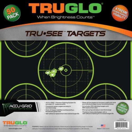 Truglo Tru-See Reactive/Splatter Targets 5-Bullseye Green 50 Pack