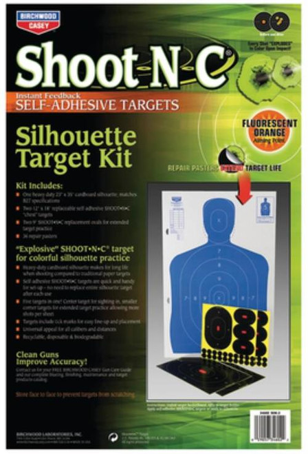 Birchwood Casey Shoot-N-C Silhouette Target Kit 23X35", With Replacement Targets/Ovals/Pasters