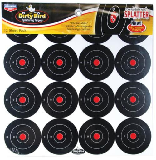 Birchwood Casey Dirty Bird Splattering Targets 3" Round ,16 Per Sheet, 12 Sheets Per Package