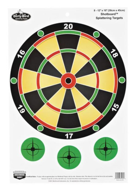 Birchwood Casey Dirty Bird Shotboard Targets 12x18", 8/Package