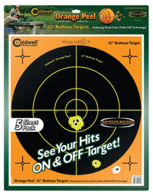 Battenfeld Caldwell Orange Peel Flake Off Shooting Targets 12" Bullseye, 5 Sheets