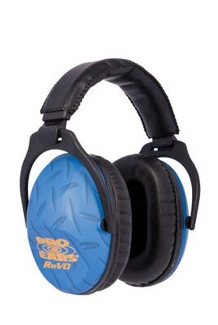 Pro Ears ReVo Earmuff, Youth, NRR26, Blue Diamond Plate