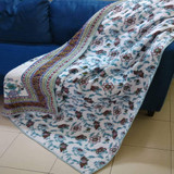 Bird Design 100% Cotton Razai Printed With Natural Colour |By Moriyo | 35.27 Oz | 2.2 lbs | SU-TQ-MAY20