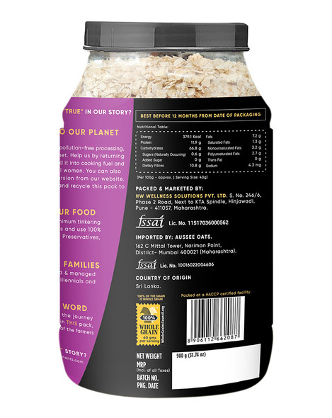 Instant Oats 900gm | By True Elements | 31.75 Oz | 1.98 lbs