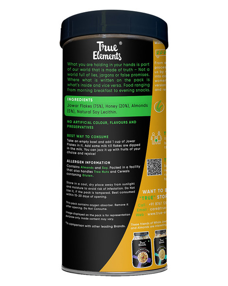 Jowar Flakes with Honey And Almonds 350gm | By True Elements | 12.35 Oz | 0.77 lbs