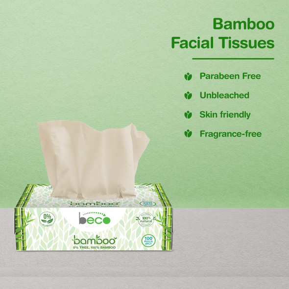 Facial Tissue Carbox - 100 Pulls - Pack of 6 | By BECO | 0.03 Oz