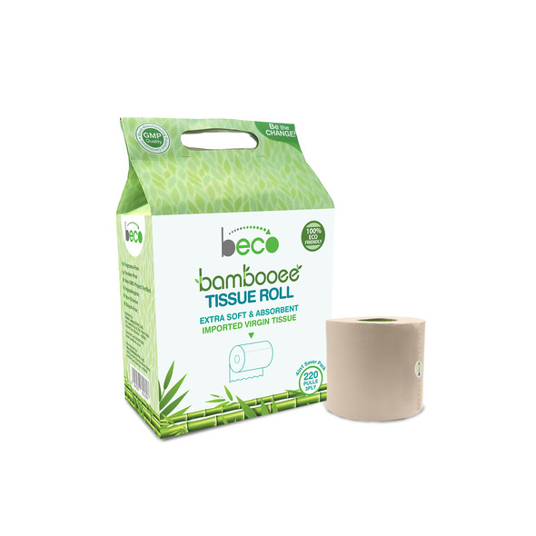 Bambooee Tissue Roll (3 Ply) - 220 Pulls - 4in1 (Value Pack) | By BECO | 17.64 Oz | 1.1 lbs
