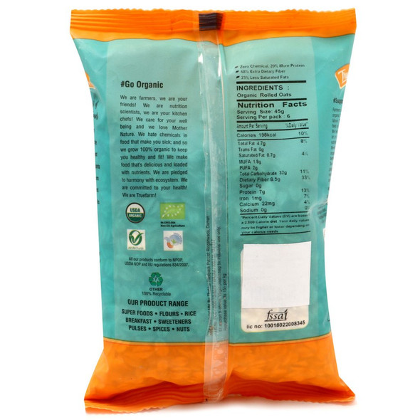 Organic Rolled Oats 250g | By Truefarm Foods | 8.82 Oz | 0.55 lbs
