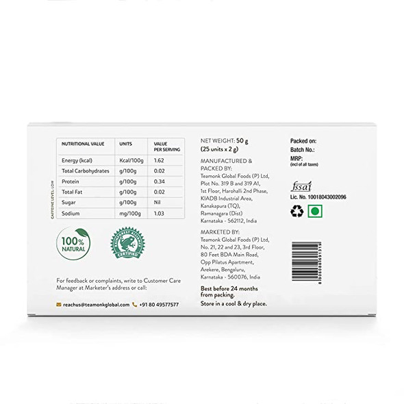 Zoho Lemongrass Green Tea, 25 Teabags | By Teamonk | 1.76 Oz | 0.11 lbs