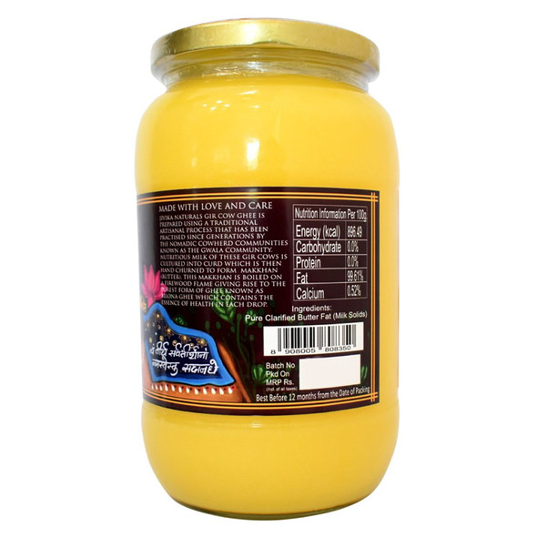 Vedic Hand Churned Bilona A2 Gir Cow Ghee 1L | By Jivika Naturals | 35.27 Oz | 2.2 lbs