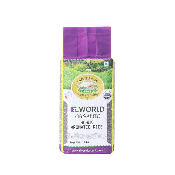 Organic Regular Black Aromatic Rice- 1 Kg | By ELWORLD AGRO & ORGANIC FOODS | 35.27 Oz | 2.2 lbs