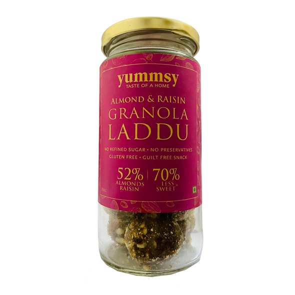 Granola Laddu - Almonds & Raisins | By Yummsy Food | 14.11 Oz | 0.88 lbs
