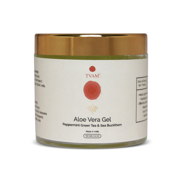 Aloe Vera Gel- Peppermint Green Tea & Sea Buckthorn | By TVAM | 3.53 Oz | 0.22 lbs