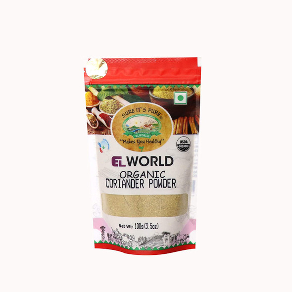 Organic Coriander Powder (Dhaniya)- 100gX10 (Pack of 10) | By ELWORLD AGRO & ORGANIC FOODS | 35.27 Oz | 2.2 lbs