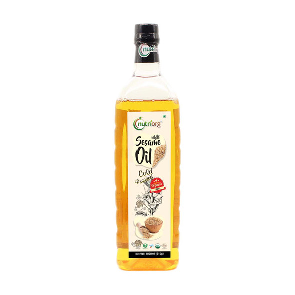 Certified Organic White Sesame Oil 1000ml | By Nutriorg | 33.81 fl Oz