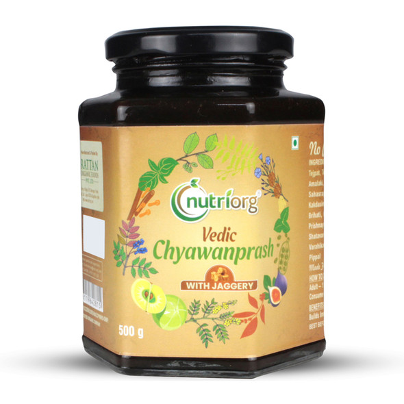 Vedic Chyawanprash with Jaggery | By Nutriorg | 17.64 Oz | 1.1 lbs