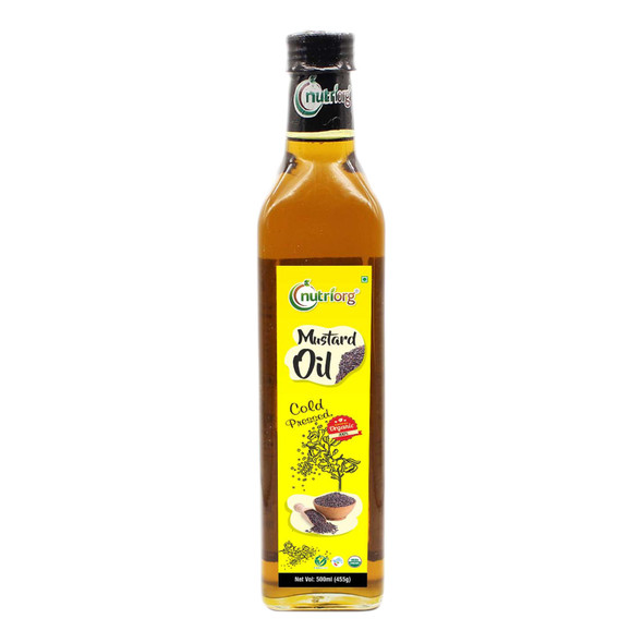 Certified Organic Mustard Oil 500ml Glass Bottle | By Nutriorg | 16.91 fl Oz