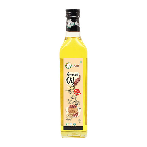 Certified Organic Groundnut Oil 500ml Glass Bottle | By Nutriorg | 16.91 fl Oz