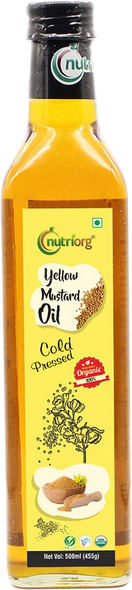 Certified OrganicYellow Mustard Oil 500ml Glass Bottle | By Nutriorg | 16.91 fl Oz