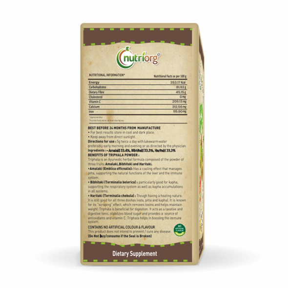Triphla Powder ( Pack of 3) | By Nutriorg | 10.58 Oz | 0.66 lbs