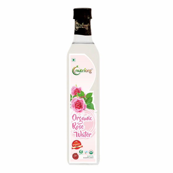 Certified Organic Rose Water 250 ml | By Nutriorg | 8.45 fl Oz