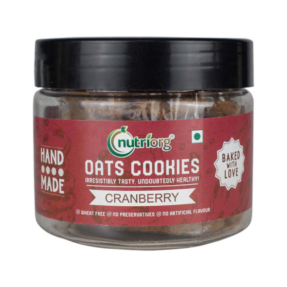 Oats Cookies Cranbery Flavor 110g ( Pack of 2) | By Nutriorg | 7.76 Oz | 0.48 lbs