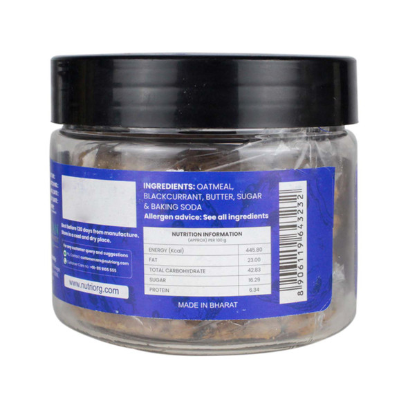 Oats Cookies Black Currant Flavor 110g ( Pack of 2) | By Nutriorg | 7.76 Oz | 0.48 lbs