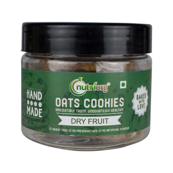 Oats Cookies Dy Fruit Flavor 110g ( Pack of 2) | By Nutriorg | 7.76 Oz | 0.48 lbs