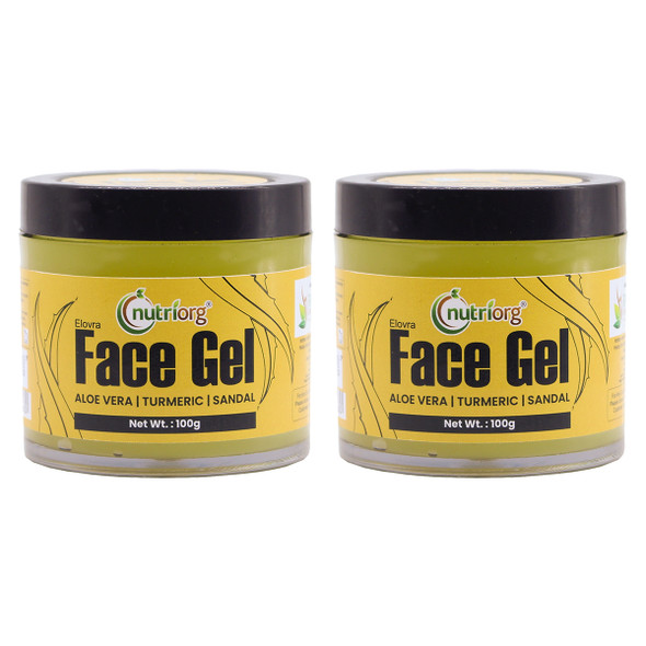 Aloevera Face Gel sandal& Turmeric ( Pack of 2) | By Nutriorg | 7.05 Oz | 0.44 lbs
