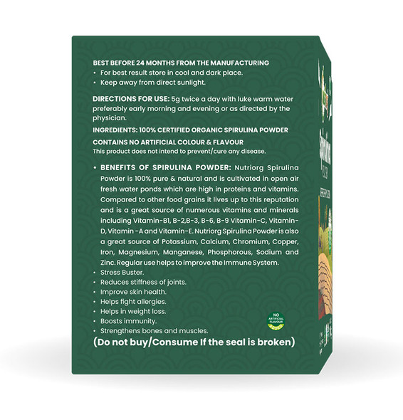 Spirulina Powder | By Nutriorg | 3.53 Oz | 0.22 lbs