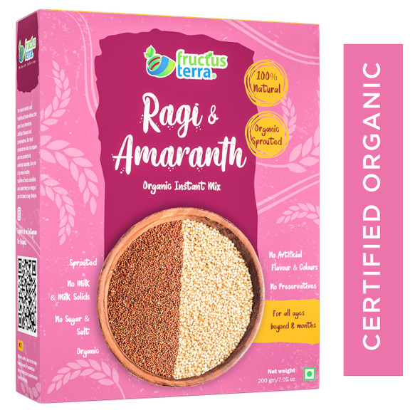 RAGI & AMARANTH/RAJGIRA INSTANT PORRIDGE MIX | By Fructus Terra | 7.05 Oz | 0.44 lbs