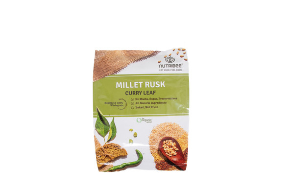 Millet Rusk Curry Leaf | By [Nutribee] | 7.05 Oz Oz | 0.44 lbs lbs | SU-WOT-APR01